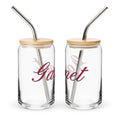 January Garnet Birthstone Can-Shaped Glass (16 oz) with Lid & Straw