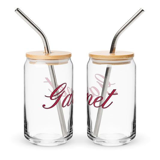 January Garnet Birthstone Can-Shaped Glass (16 oz) with Lid & Straw