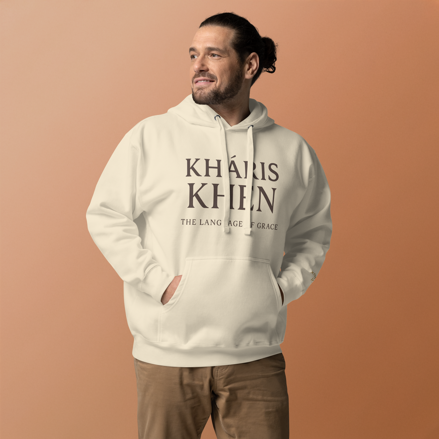KHÁRIS & KHEN Christian Hoodie | Greek Grace and Favor Sweatshirt | Faith-Based Streetwear for Women