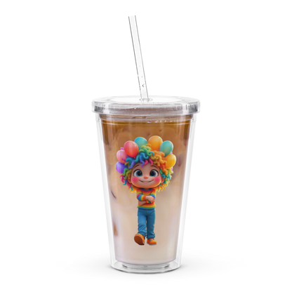 Rainbow Girl Clear Plastic Tumbler - Sippin Pretty Edition (Acrylic, with Straw)
