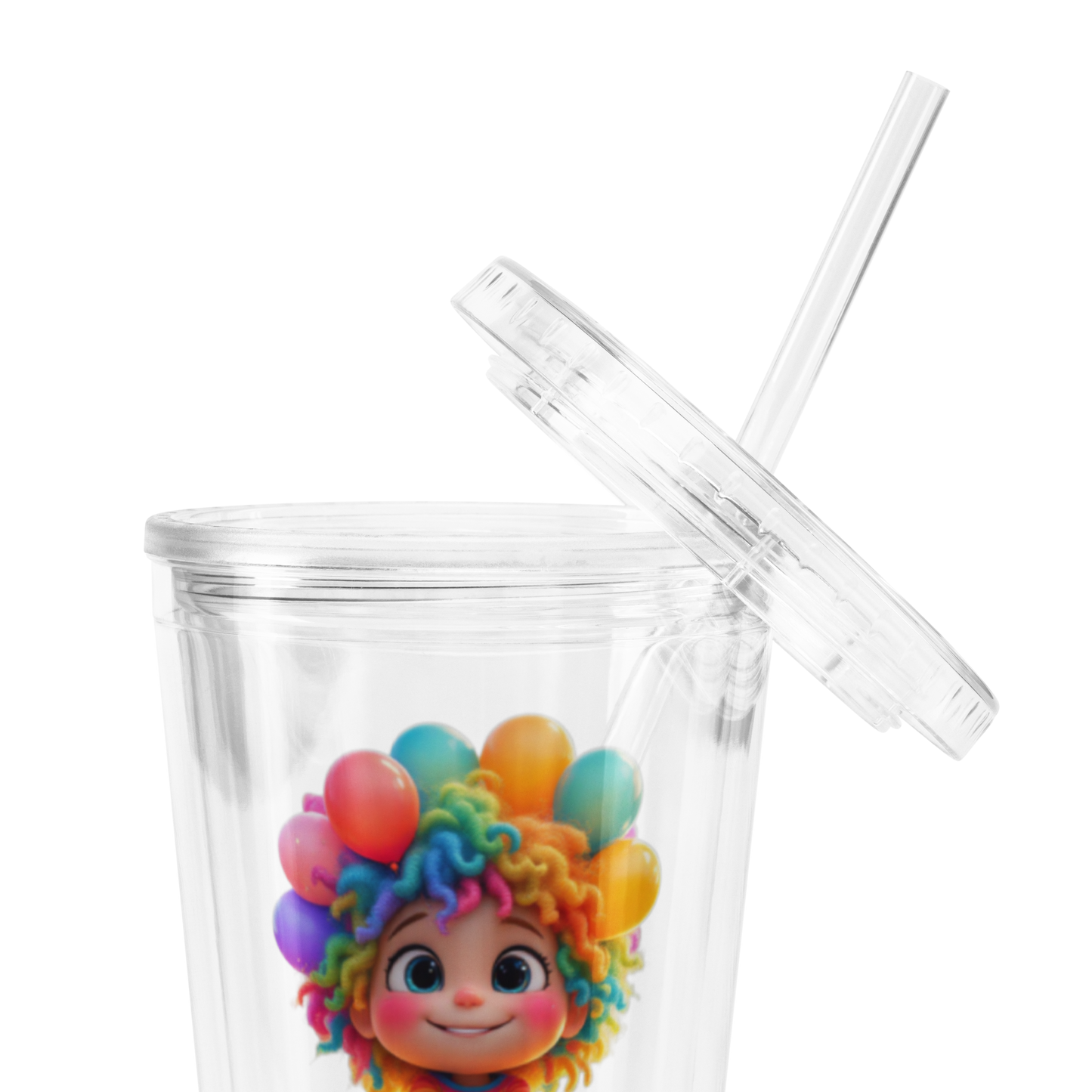 Rainbow Girl Clear Plastic Tumbler - Sippin Pretty Edition (Acrylic, with Straw)
