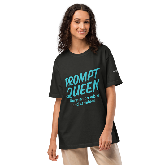 Prompt Queen Oversized Tee, Vintage Streetwear Fit, 100% Cotton
